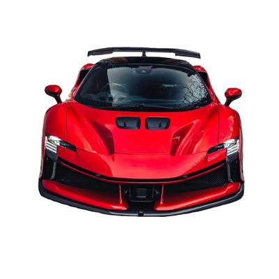 SF90FXX ফেরারি SF90 বডি কিট সামনের এবং পিছনের গাড়ি বাম্পার সাইড স্কার্ট হুড রেললাইট