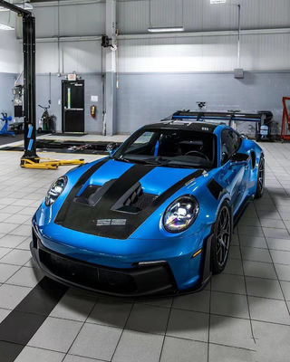 ব্লু পোর্শ বডি কিট 992 GT3RS স্টাইল শুকনো কার্বন ফাইবার হুড
