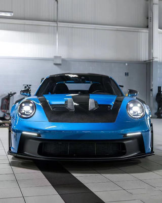ব্লু পোর্শ বডি কিট 992 GT3RS স্টাইল শুকনো কার্বন ফাইবার হুড
